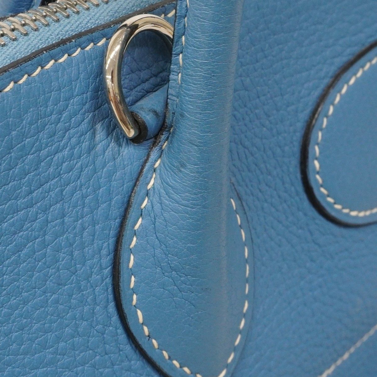 Hermes Handbag Bolide 31 Taurillon Clemence Blue Jean Silver 2-Way Bag — view 9