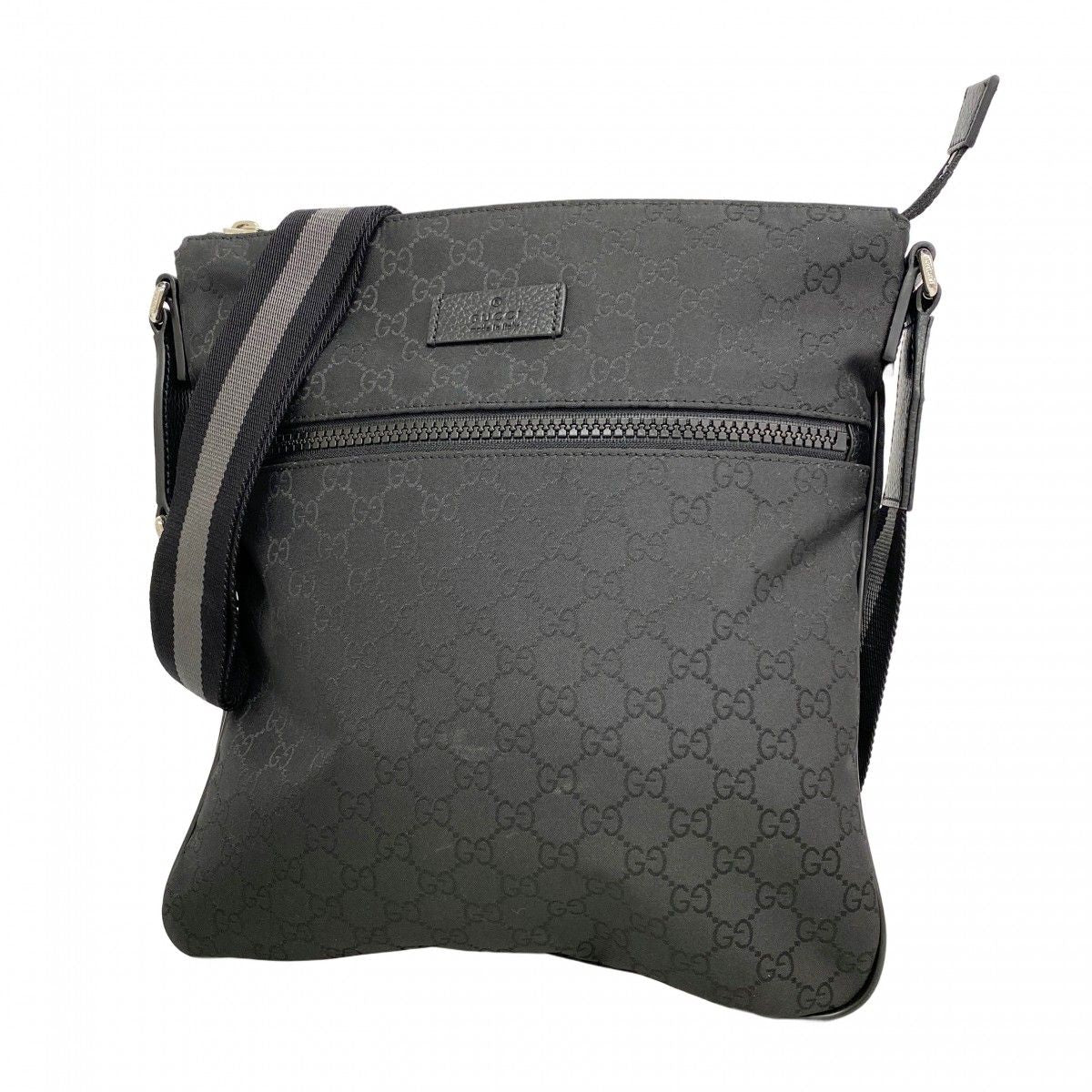 Gucci Shoulder Bag GG Nylon Black Silver
