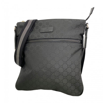 Gucci Shoulder Bag GG Nylon Black Silver