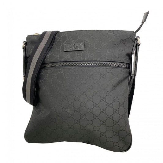 Gucci Shoulder Bag GG Nylon Black Silver