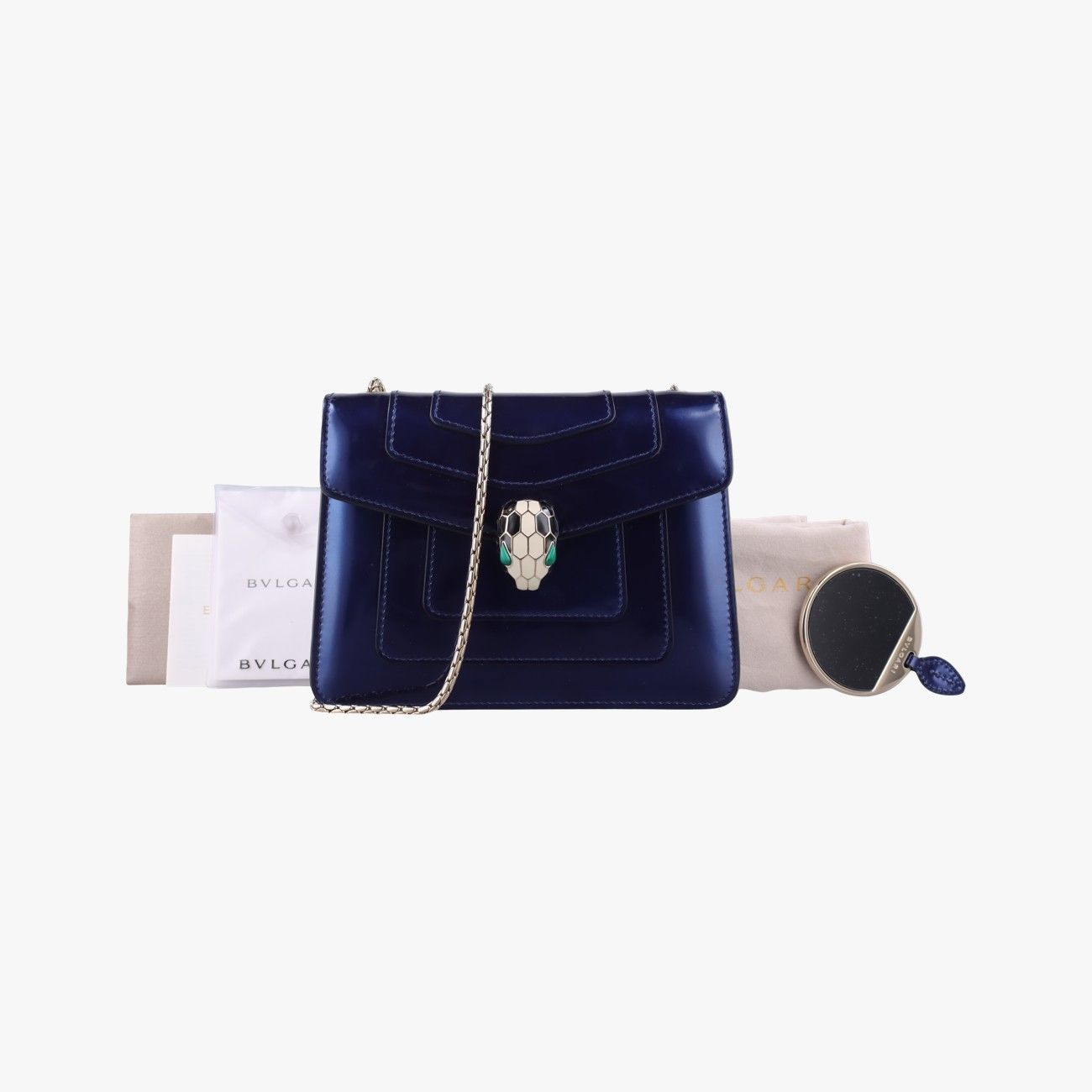 Bvlgari Serpenti Forever Blue Patent Messenger Bag