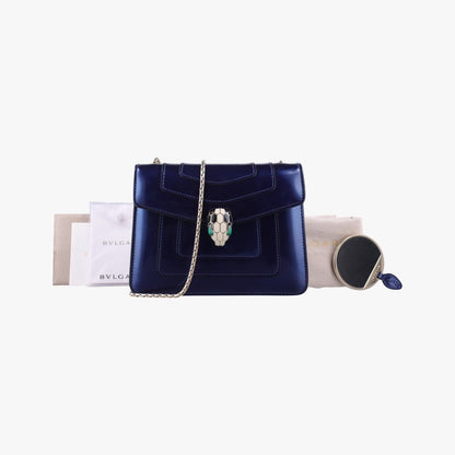Bvlgari Serpenti Forever Blue Patent Messenger Bag