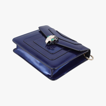 Bvlgari Serpenti Forever Blue Patent Messenger Bag — view 4