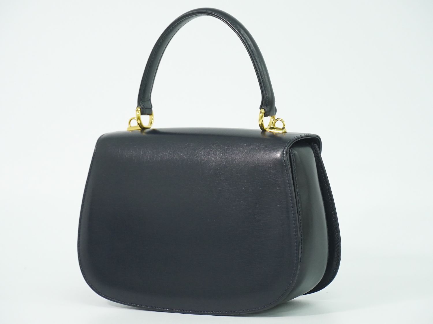 Gucci Lock Handbag Leather Navy Bag — view 2