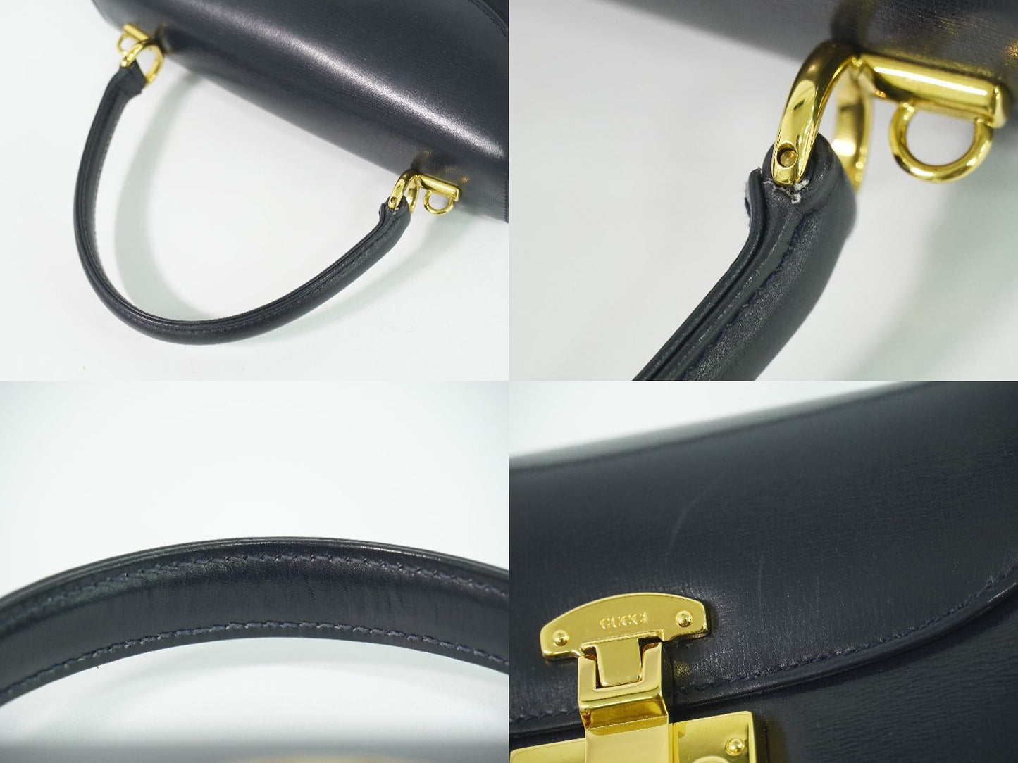 Gucci Lock Handbag Leather Navy Bag — view 6