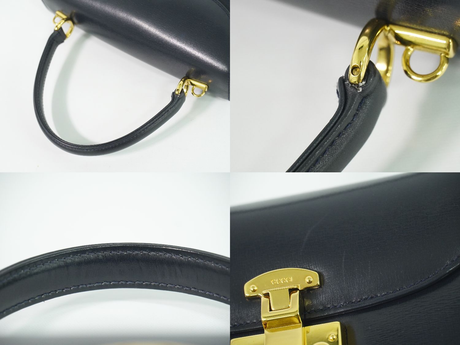 Gucci Lock Handbag Leather Navy Bag — view 6