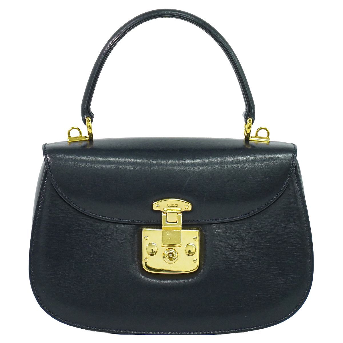 Gucci Lock Handbag Leather Navy Bag