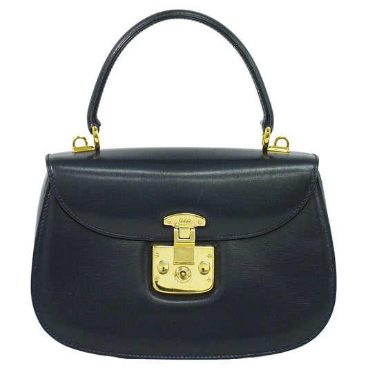Gucci Lock Handbag Leather Navy Bag