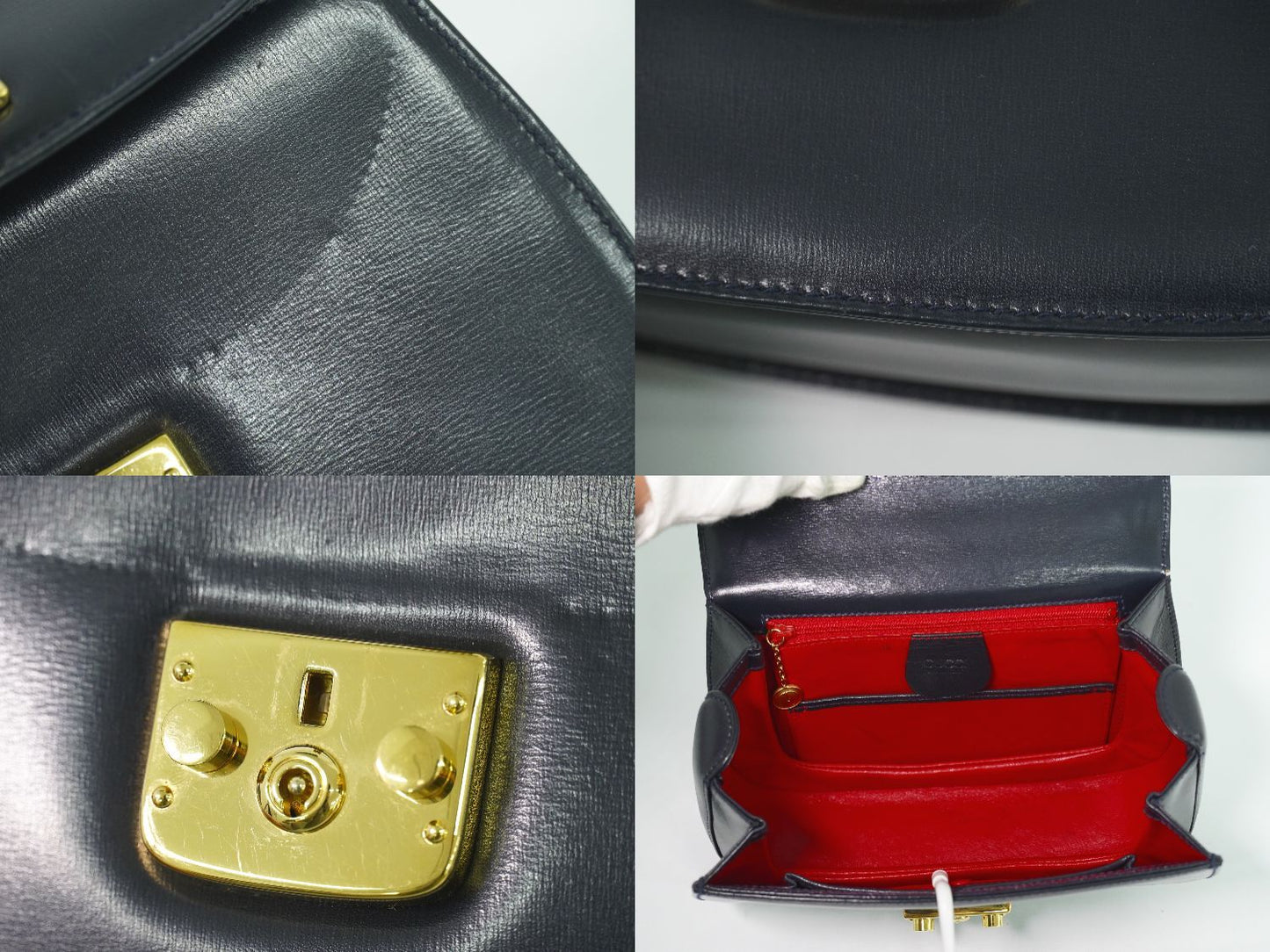 Gucci Lock Handbag Leather Navy Bag — view 7