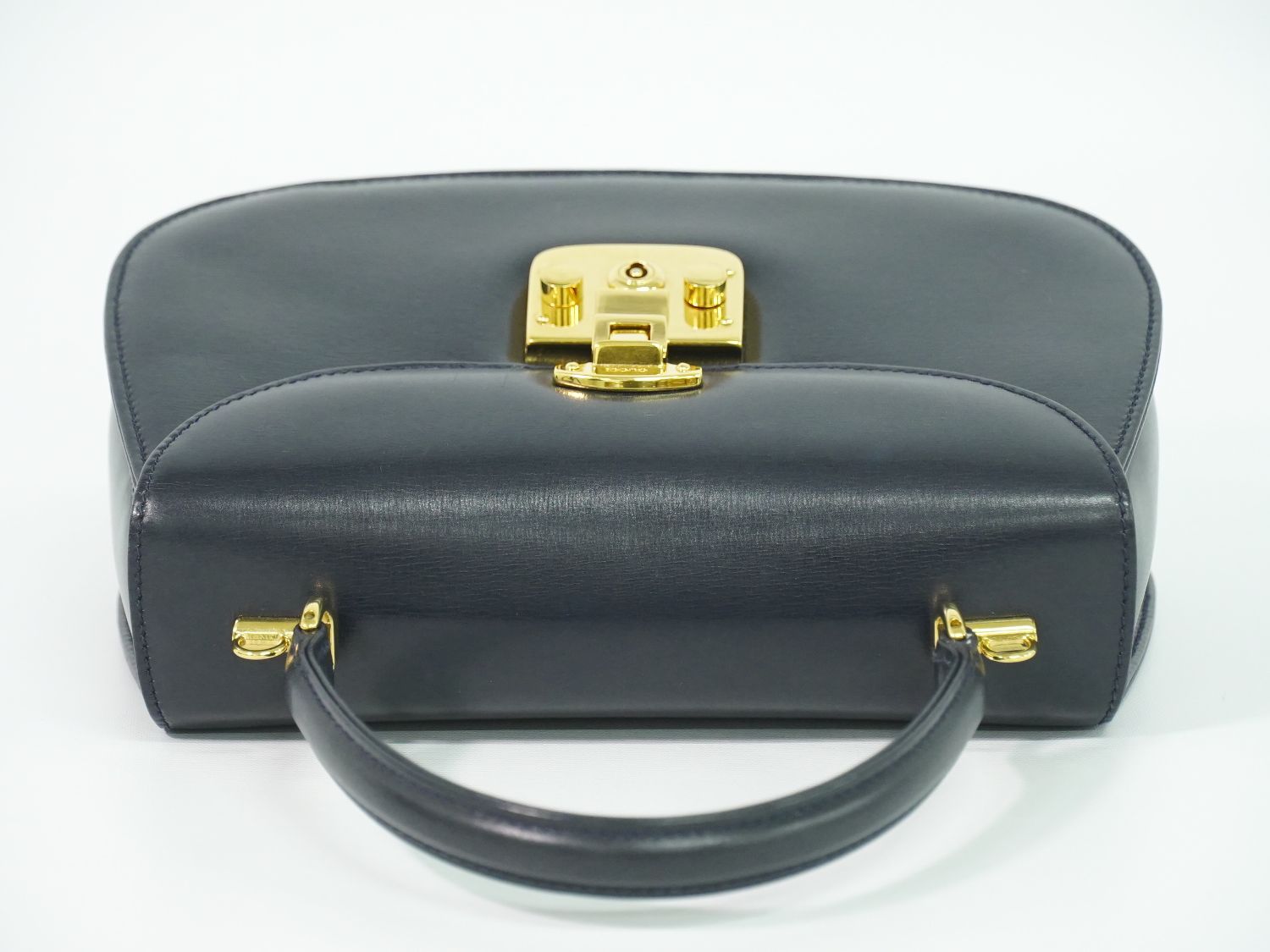 Gucci Lock Handbag Leather Navy Bag — view 5