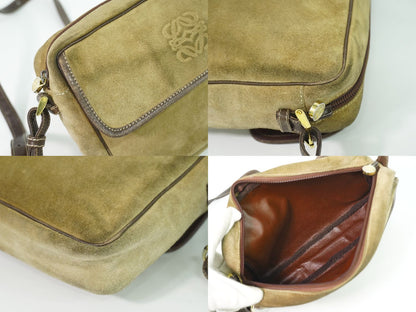 Loewe Anagram Shoulder Bag Pochette Suede Leather Beige — view 8