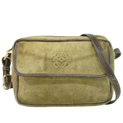 Loewe Anagram Shoulder Bag Pochette Suede Leather Beige