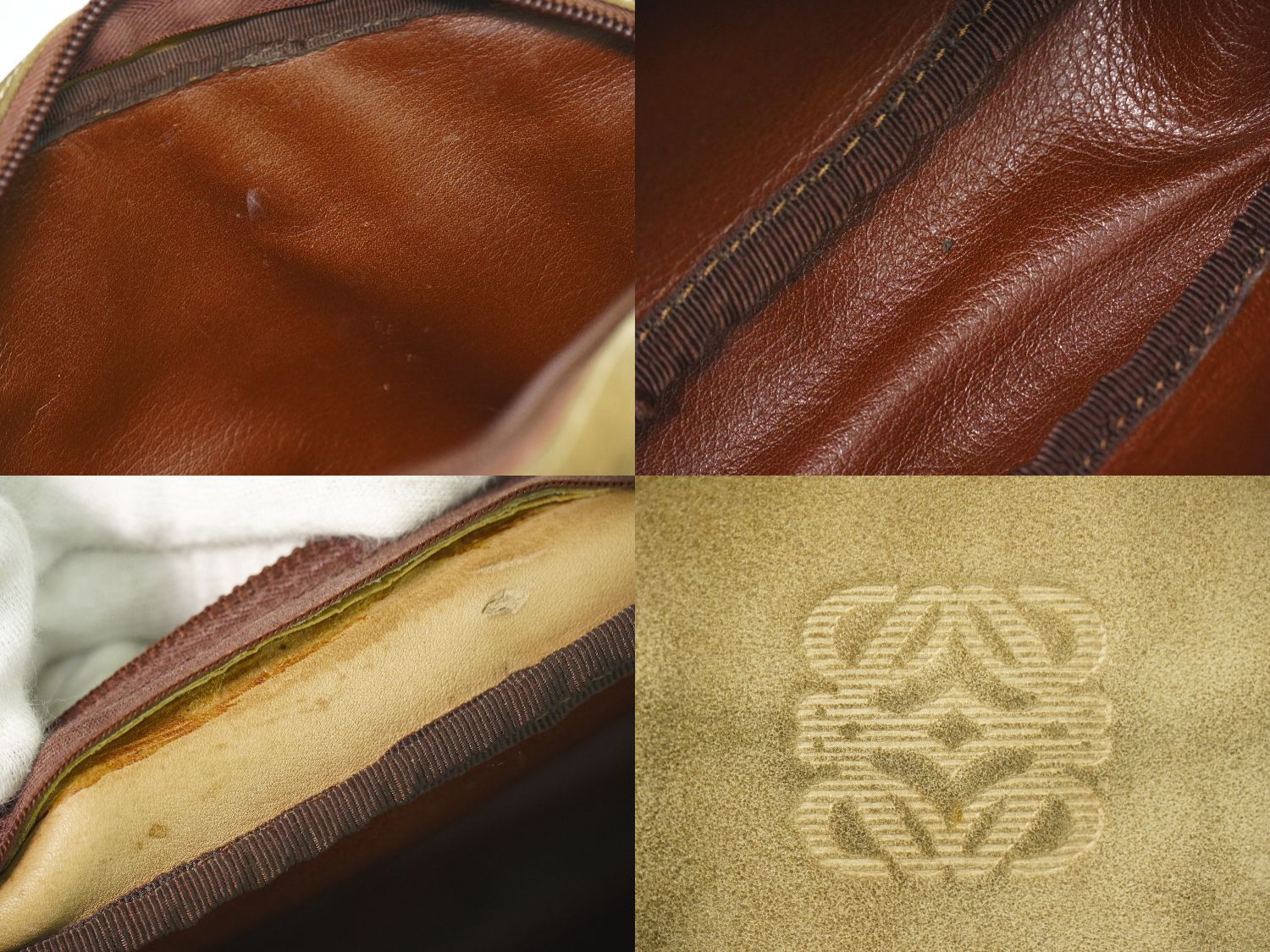 Loewe Anagram Shoulder Bag Pochette Suede Leather Beige — view 9