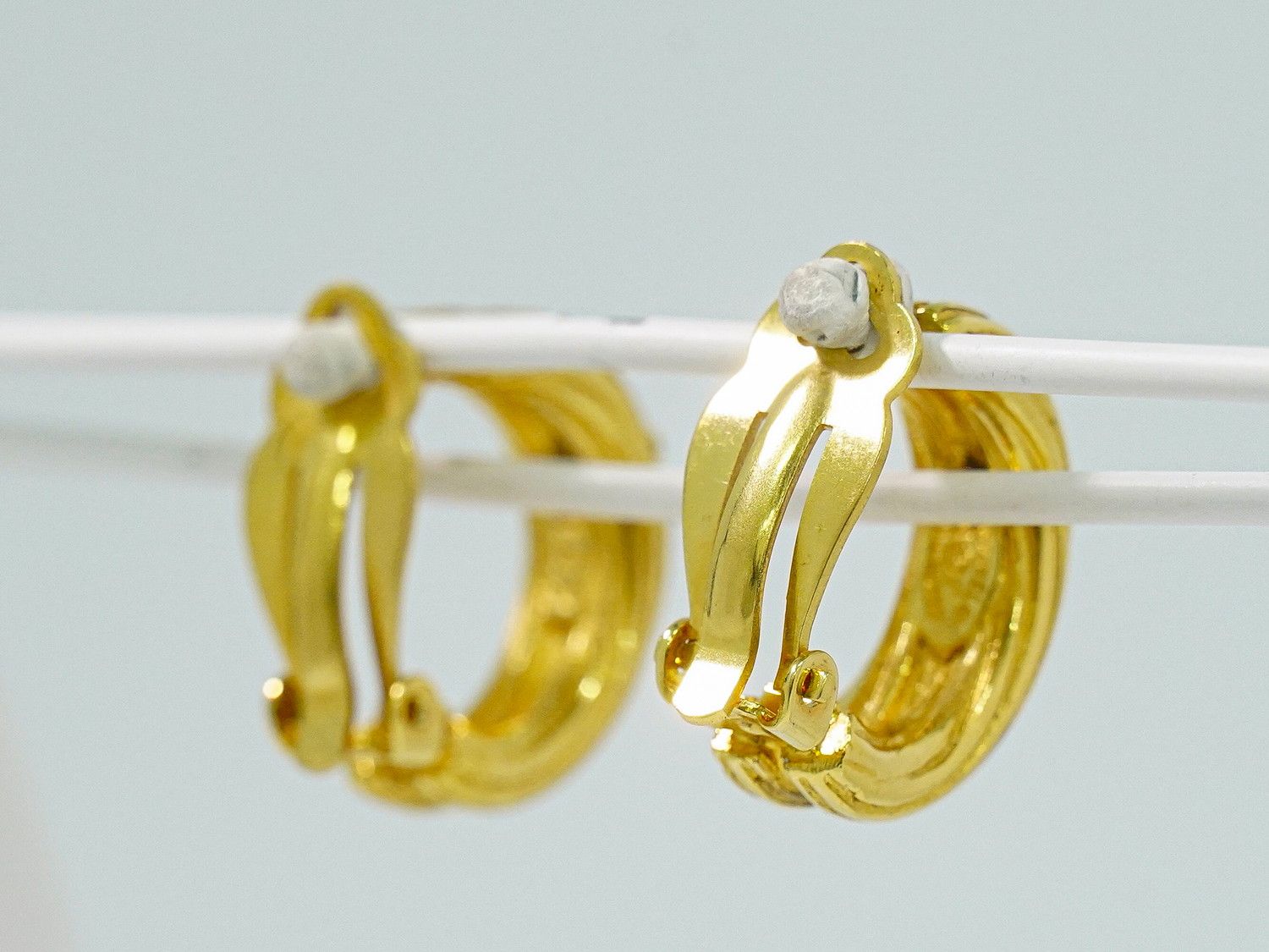 Chanel CC Logo Hoop Earrings Gold Plated — view 7