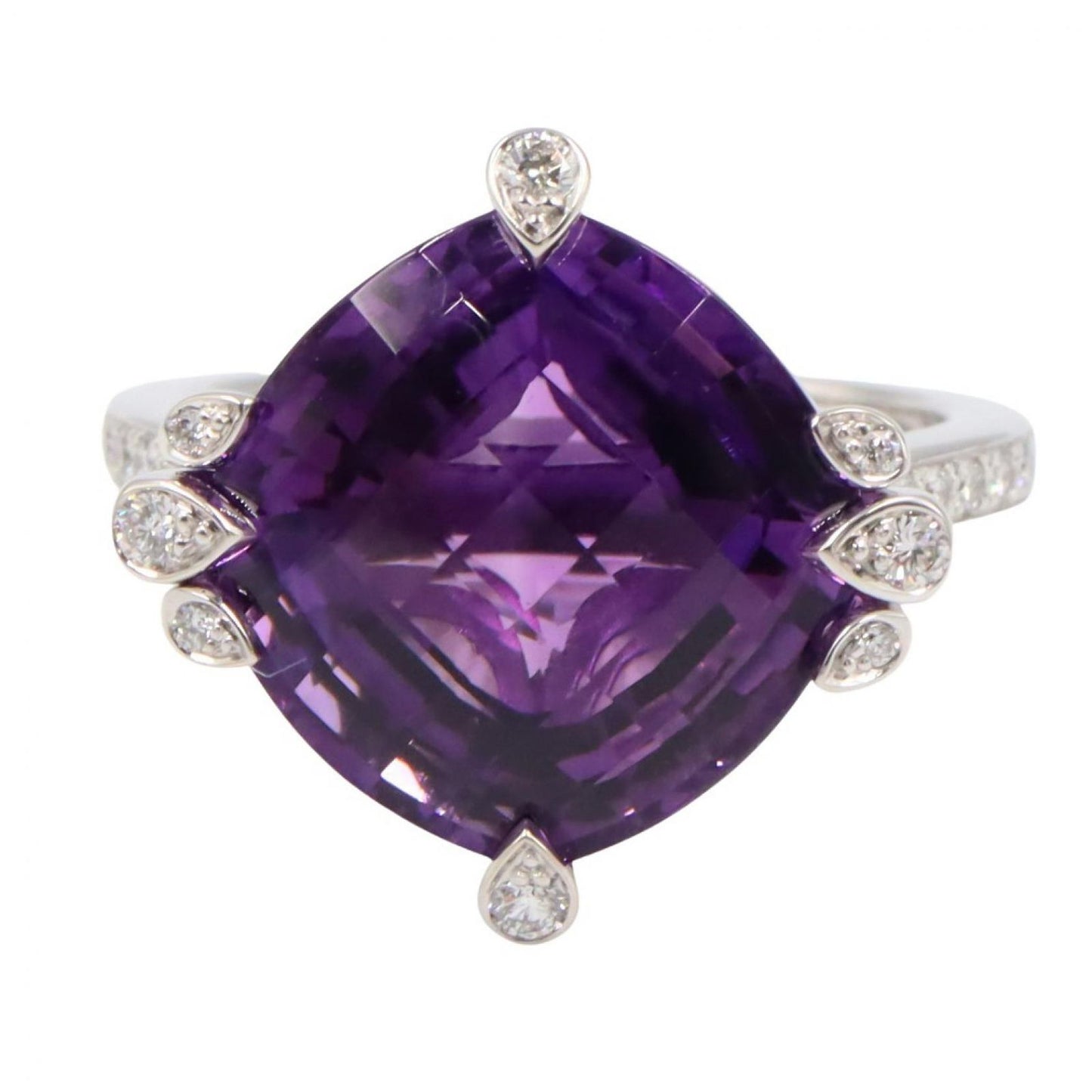 Cartier Ring Amethyst Diamond Indian Mystery 18k White Gold — view 2
