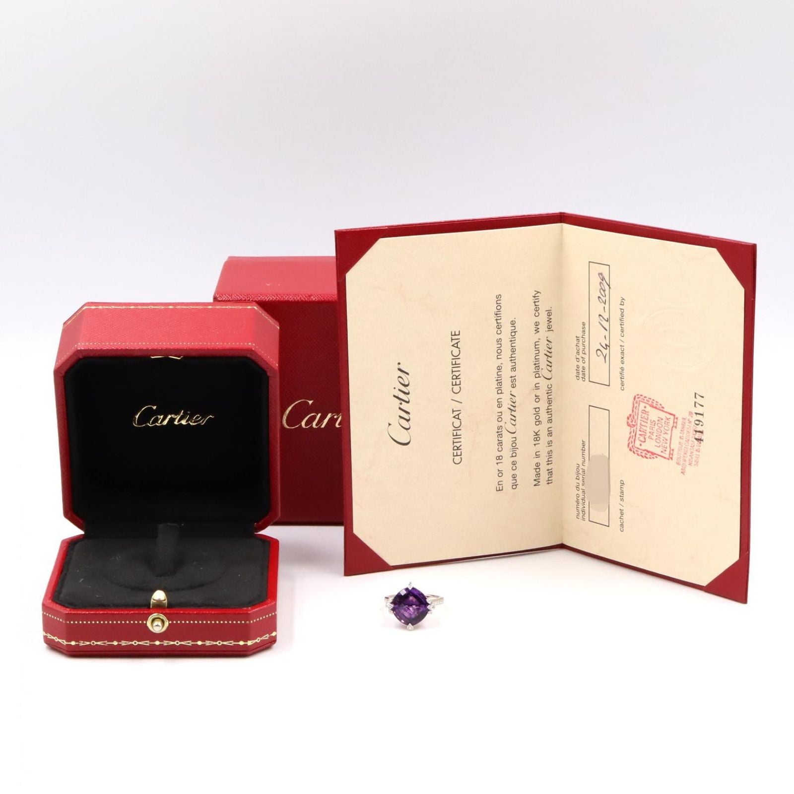 Cartier Ring Amethyst Diamond Indian Mystery 18k White Gold — view 8