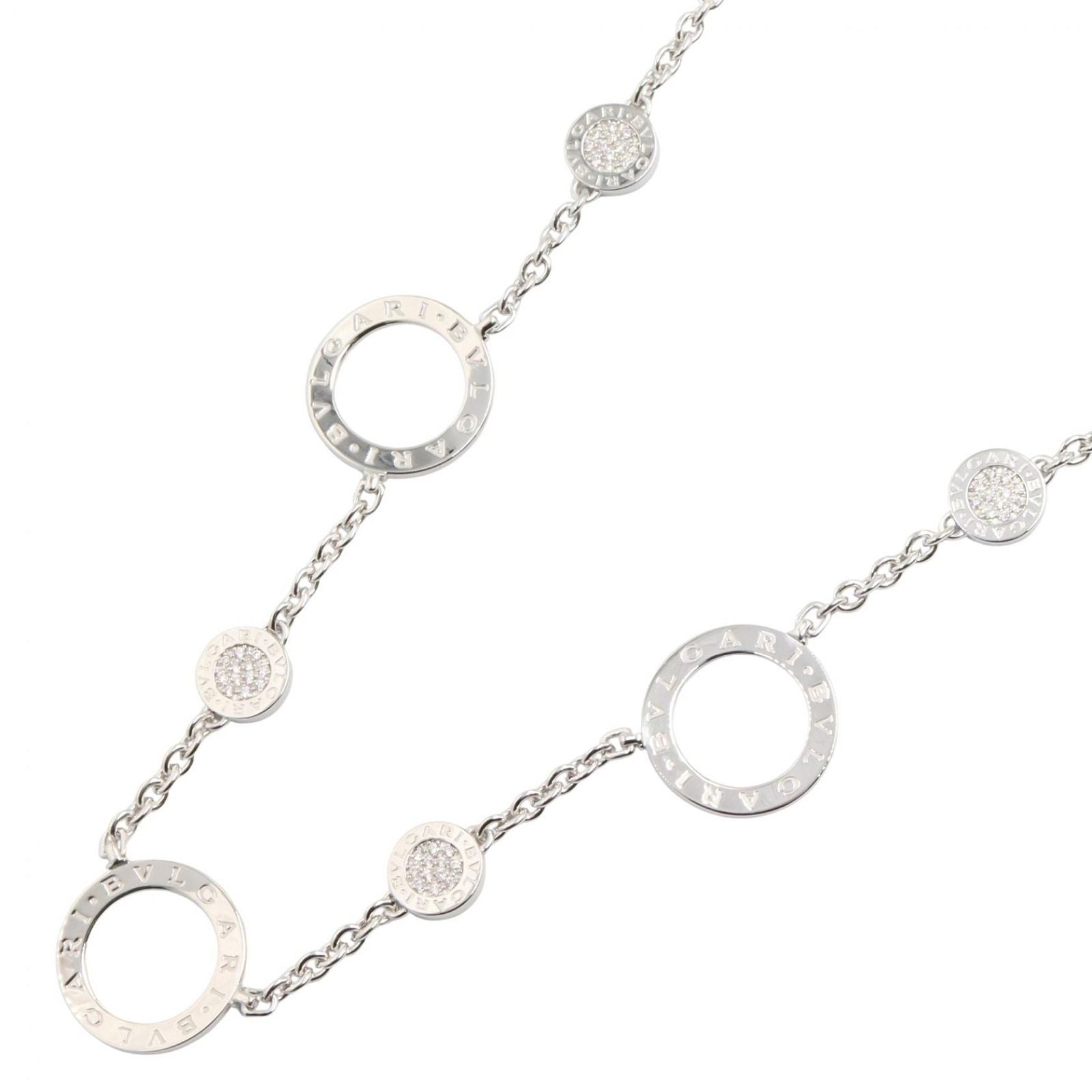Bvlgari Necklace Risottoir Diamond 38 46.5 cm 18k White Gold
