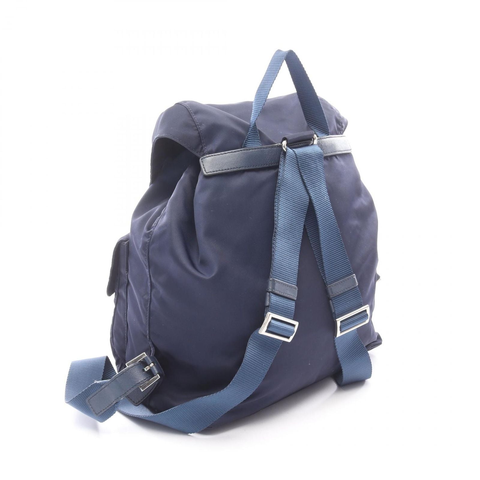 Prada Backpack Navy Nylon Saffiano Leather Triangle Logo — view 2
