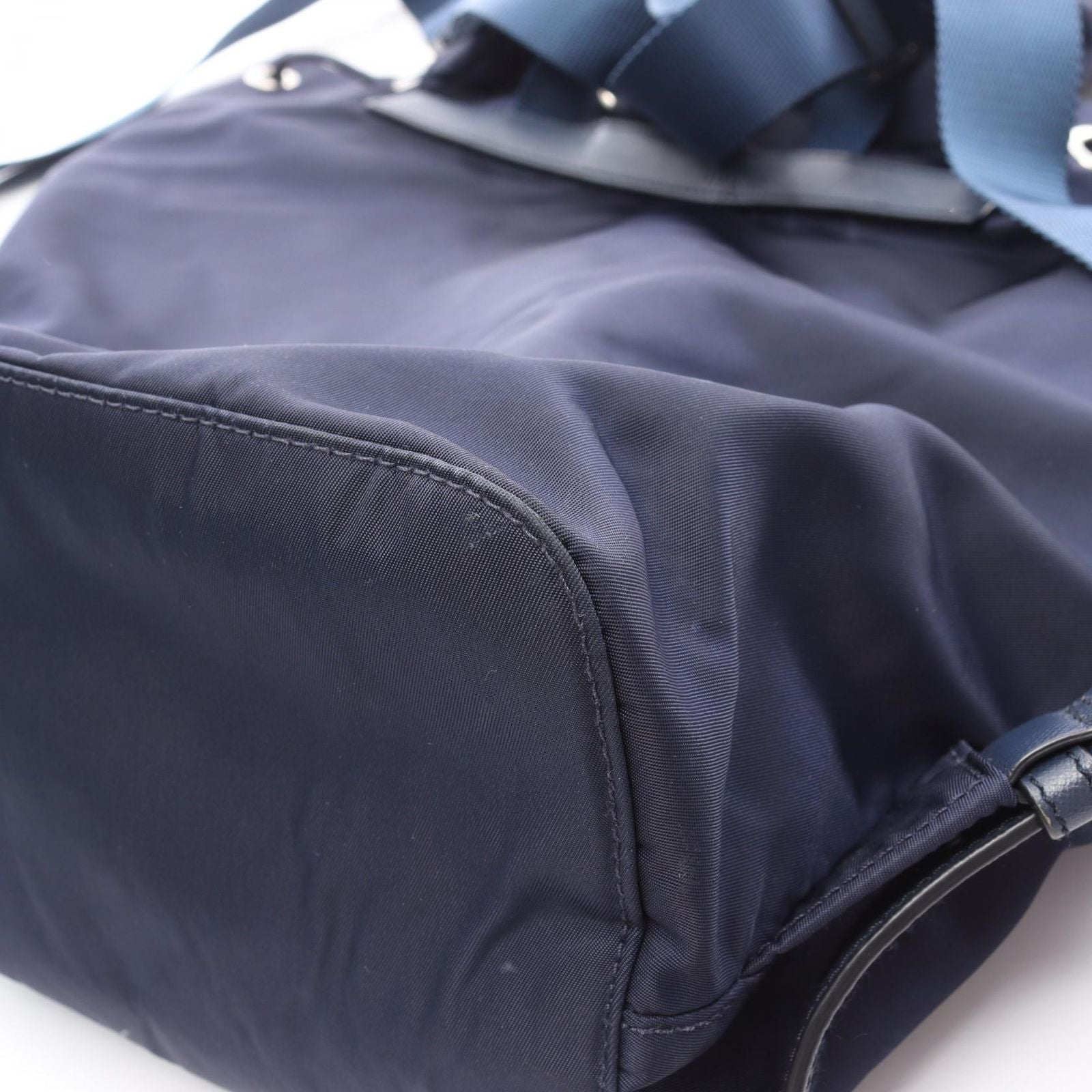 Prada Backpack Navy Nylon Saffiano Leather Triangle Logo — view 8