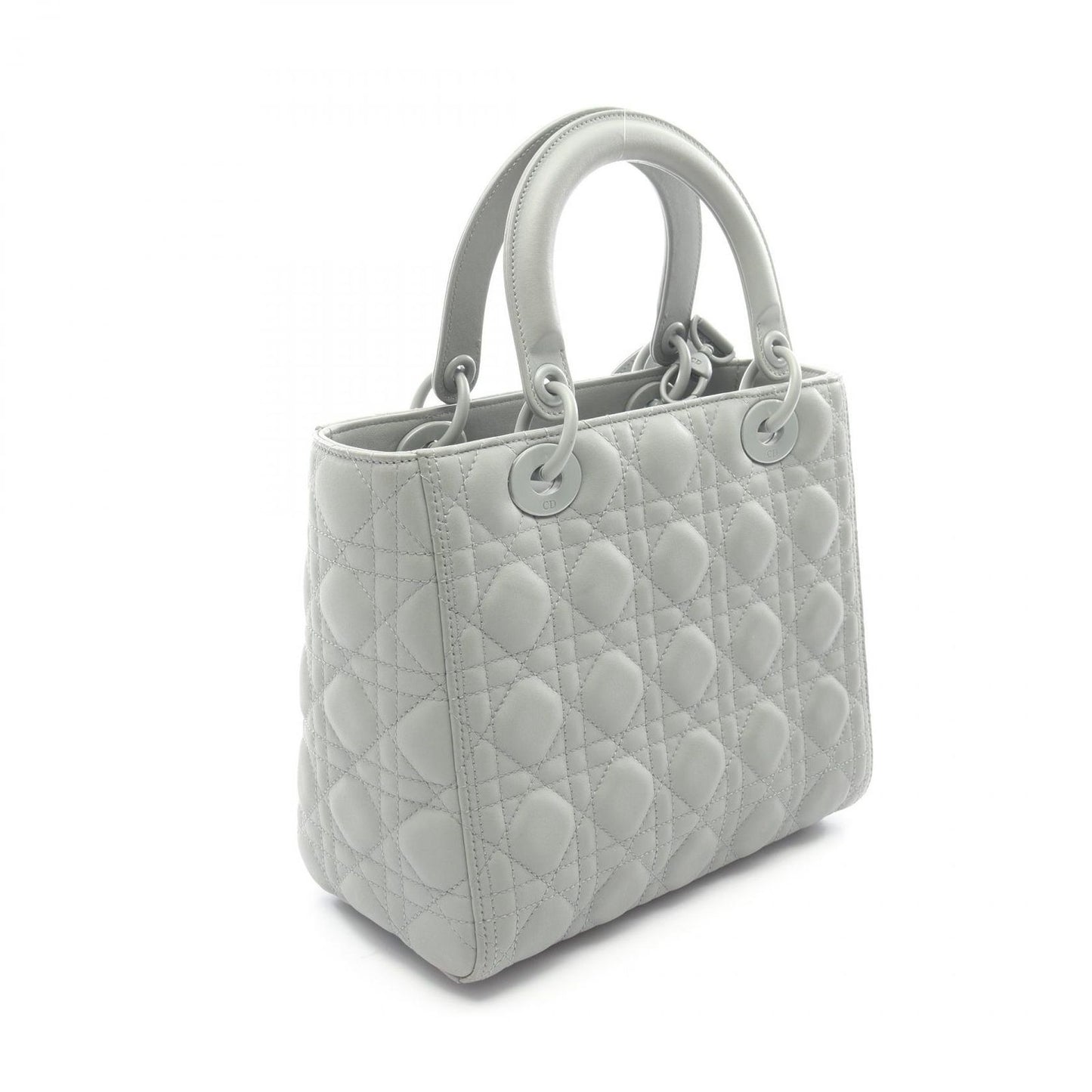 Dior Handbag Lady Dior Cannage 2-Way Matte Gray Leather Tote — view 2