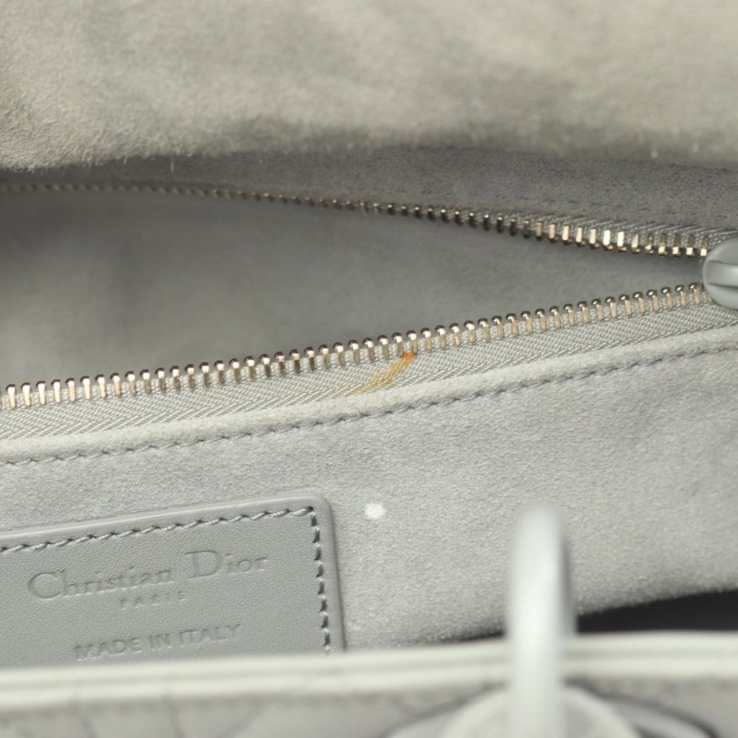 Dior Handbag Lady Dior Cannage 2-Way Matte Gray Leather Tote — view 5