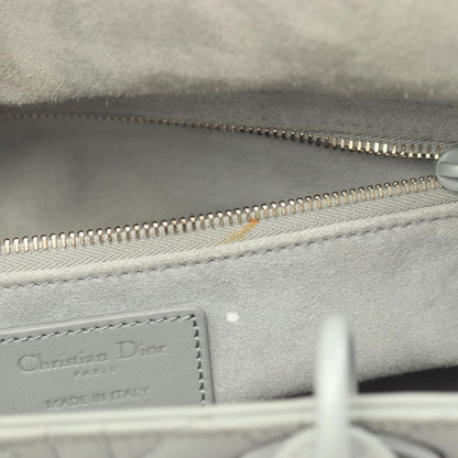 Dior Handbag Lady Dior Cannage 2-Way Matte Gray Leather Tote — view 5