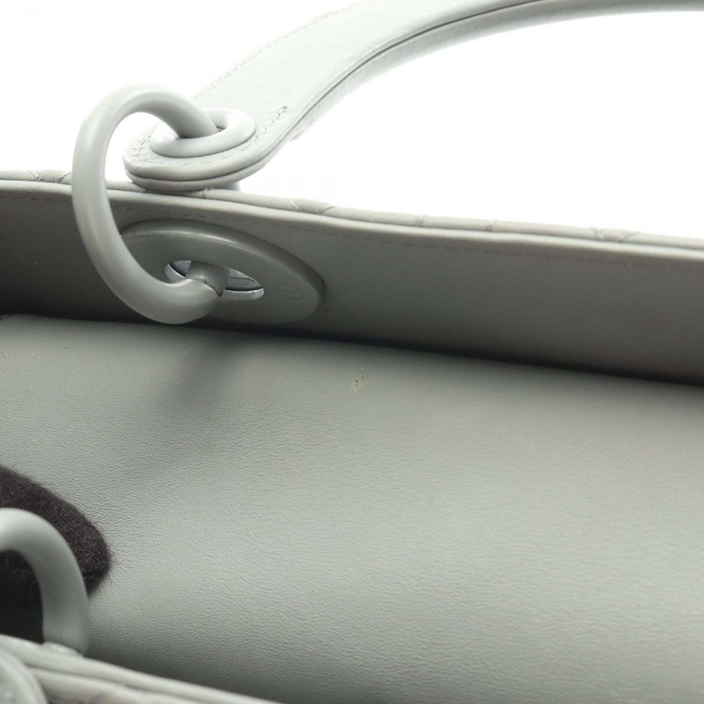 Dior Handbag Lady Dior Cannage 2-Way Matte Gray Leather Tote — view 6