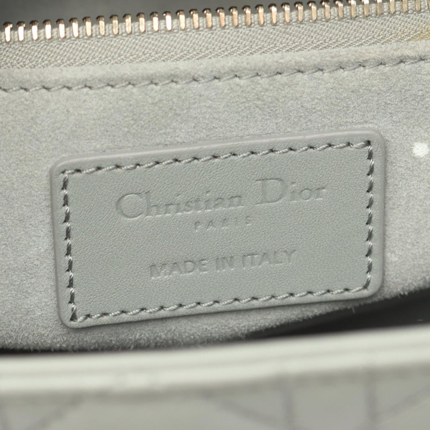Dior Handbag Lady Dior Cannage 2-Way Matte Gray Leather Tote — view 4