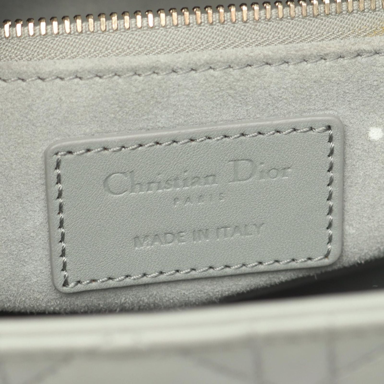 Dior Handbag Lady Dior Cannage 2-Way Matte Gray Leather Tote — view 4