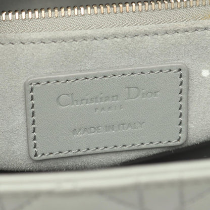Dior Handbag Lady Dior Cannage 2-Way Matte Gray Leather Tote — view 4