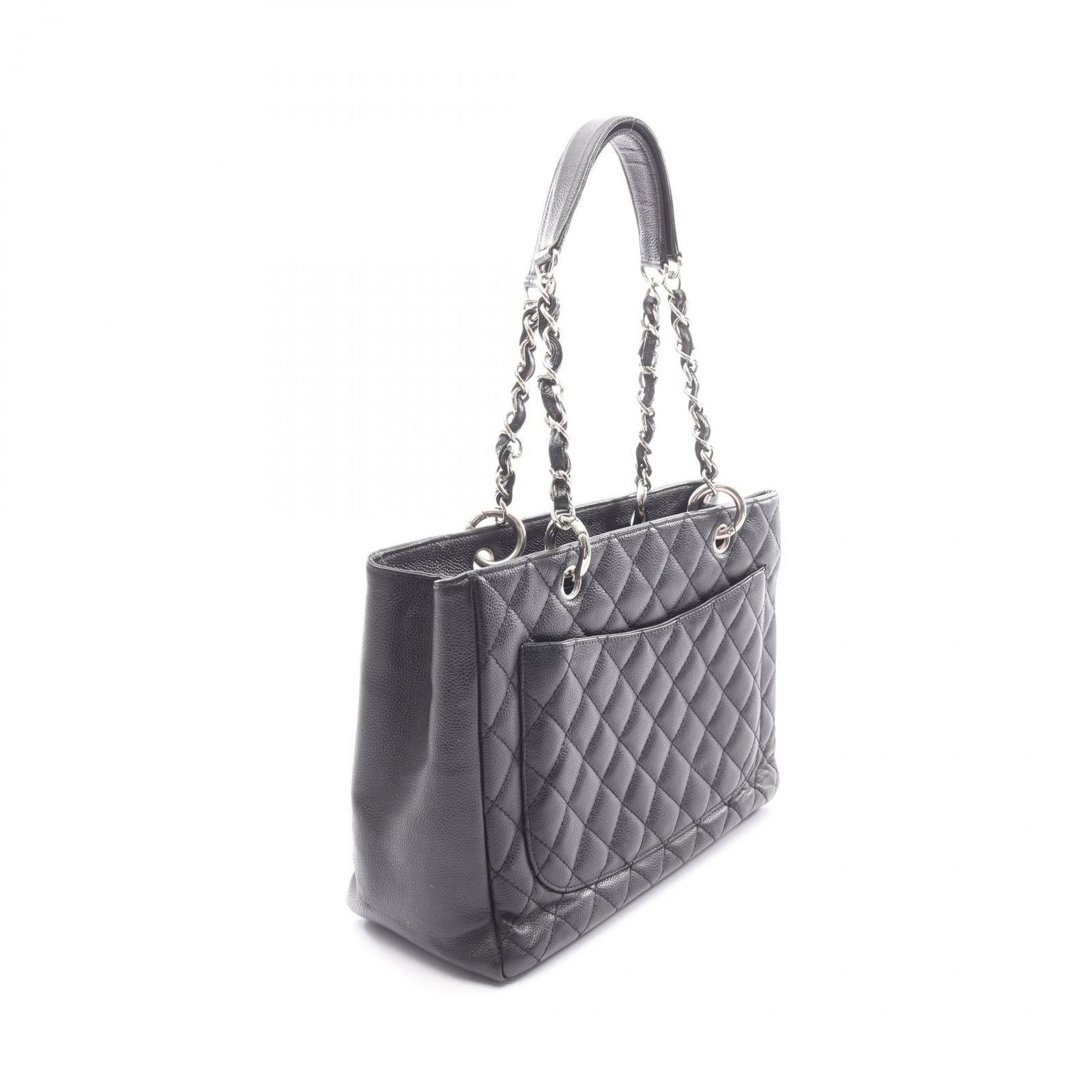Chanel Tote Quilted Grand Shopping GST Black Caviar Leather GST Chain — view 2