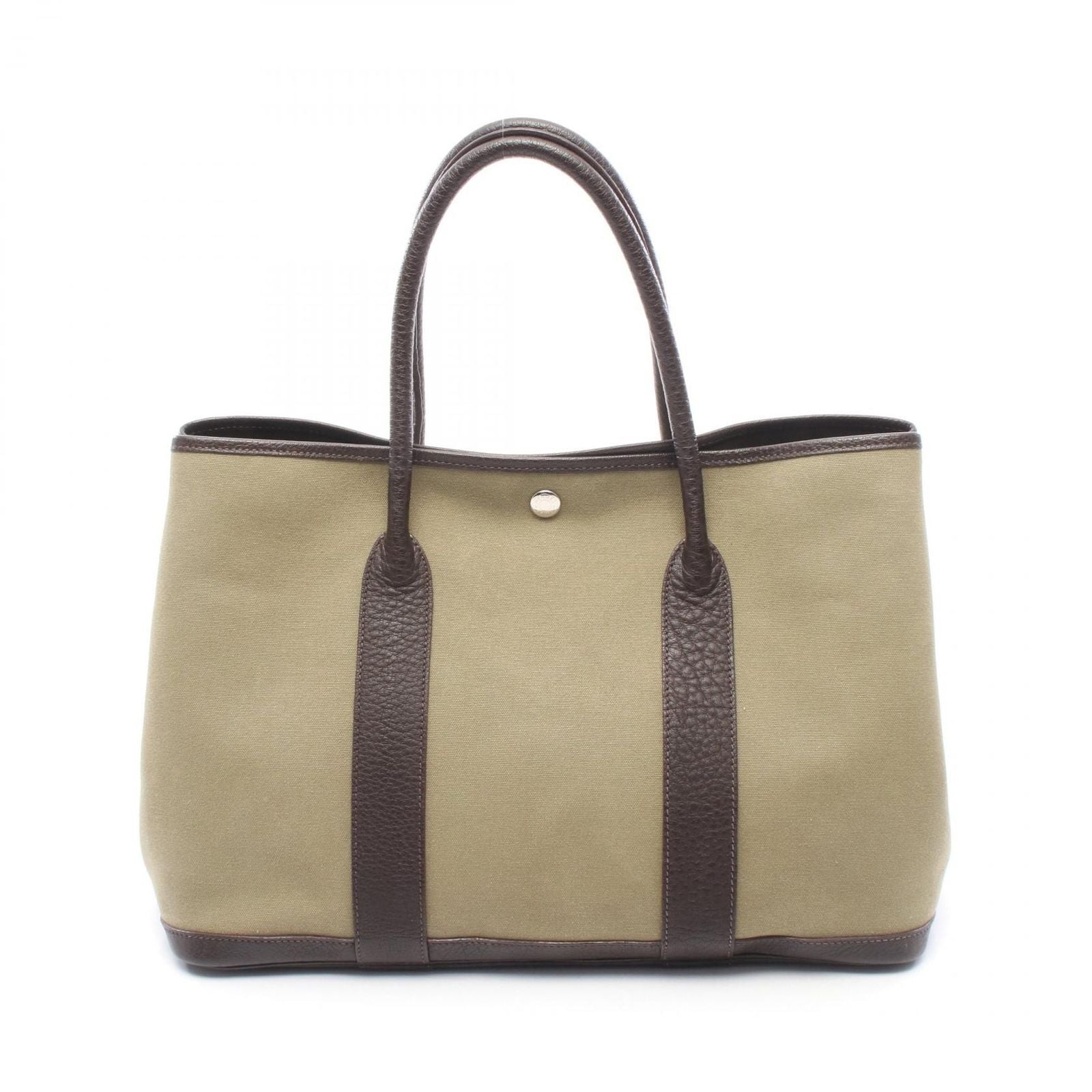 Hermes Tote Garden Party PM Khaki Ebene Leather