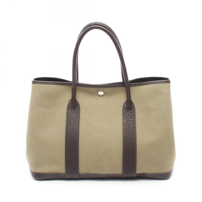 Hermes Tote Garden Party PM Khaki Ebene Leather