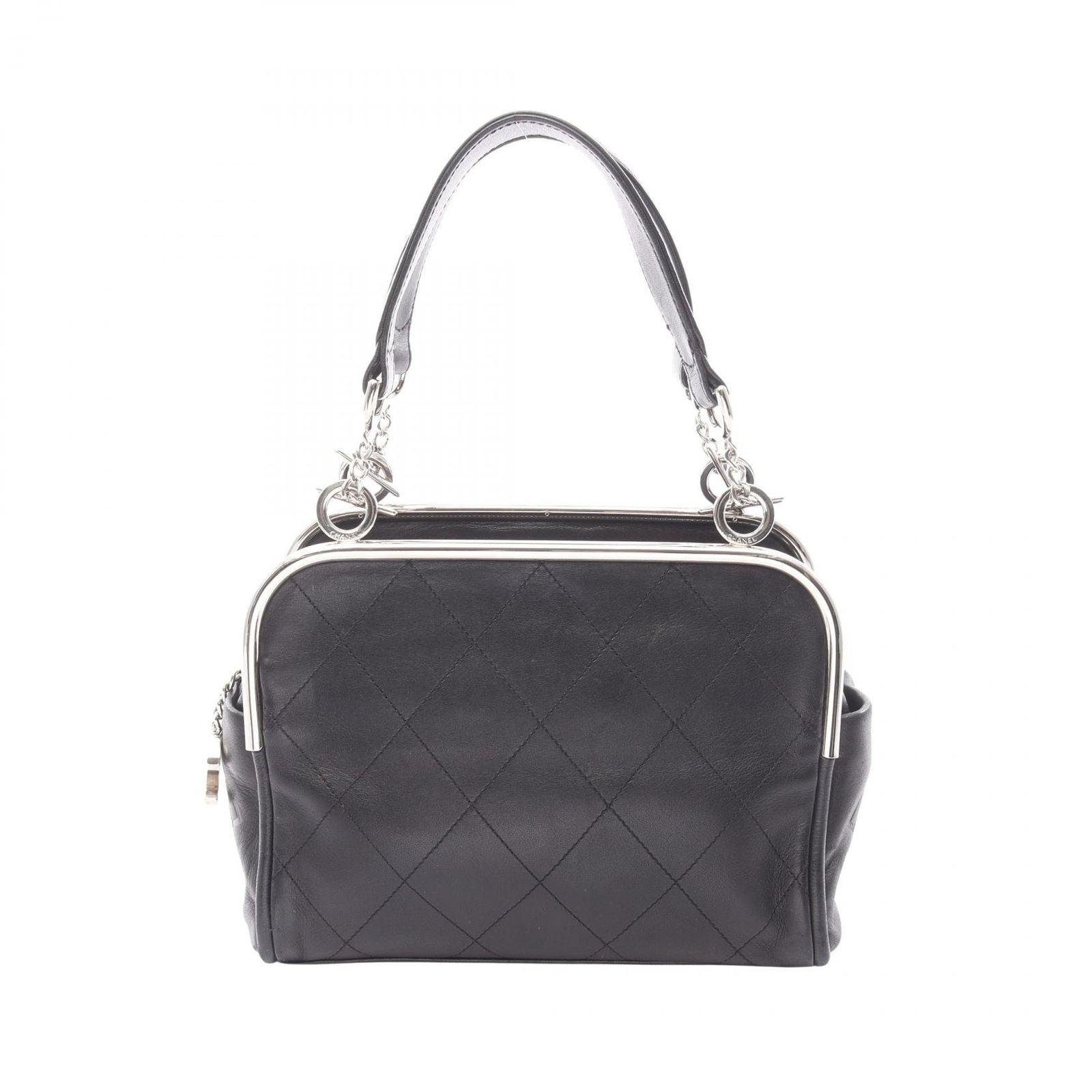 Chanel Handbag Quilted Black Lambskin Coco Charm