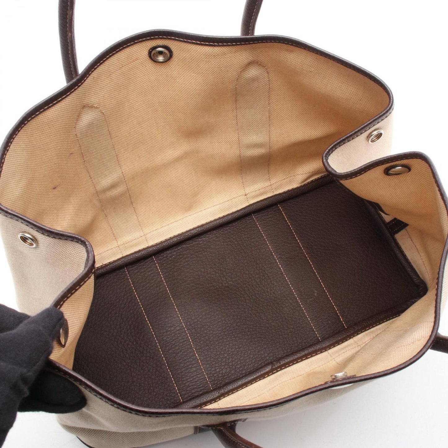 Hermes Tote Garden Party PM Ecru Ebene Leather — view 3