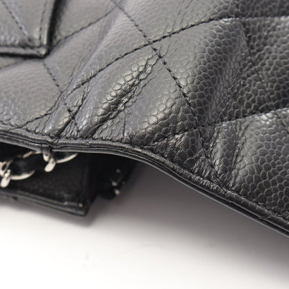 Chanel Shoulder Bag Quilted Black Caviar Leather Chain Wallet — view 9