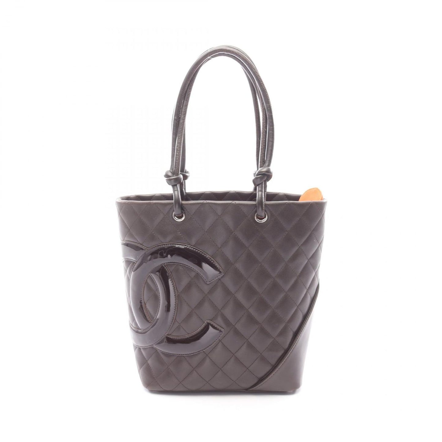 Chanel Tote Cambon Line Dark Brown Leather Patent