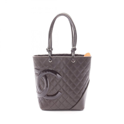 Chanel Tote Cambon Line Dark Brown Leather Patent