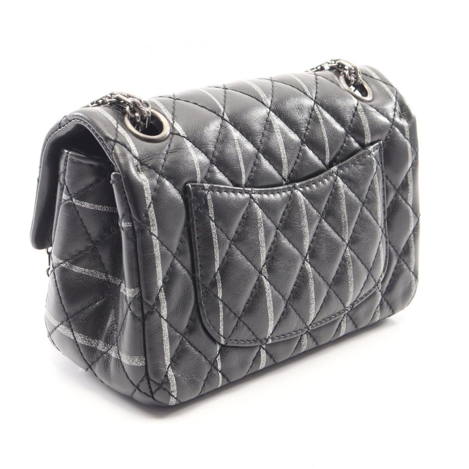Chanel Shoulder Bag 2.55 Mini Quilted Black Lambskin Chain — view 2