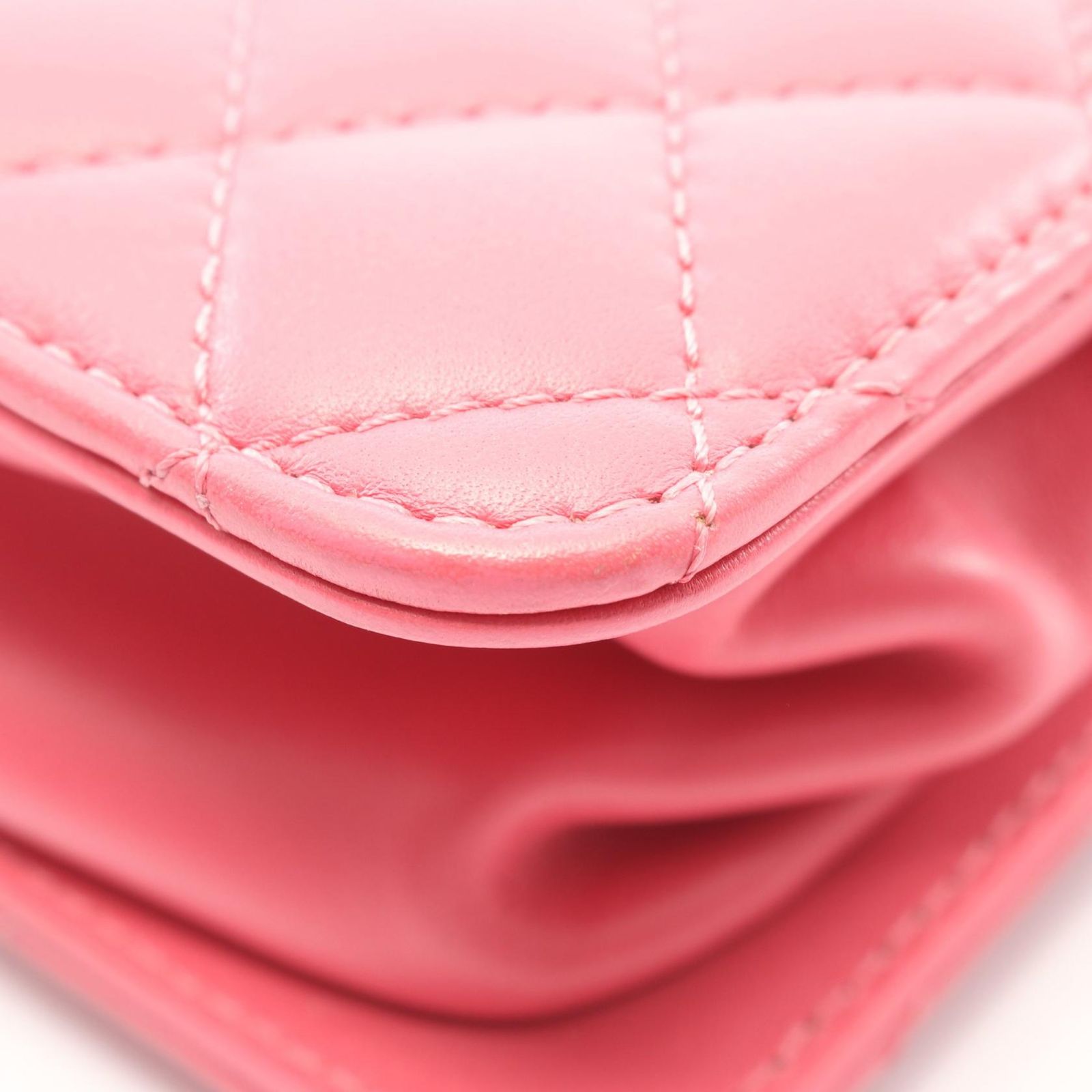 Chanel Shoulder Bag Quilted CC Logo Pink Lambskin Chain — view 6