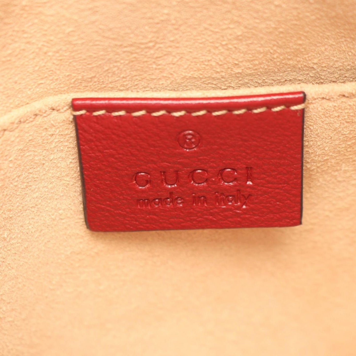 Gucci Shoulder Bag GG Marmont Canvas Beige Red — view 4