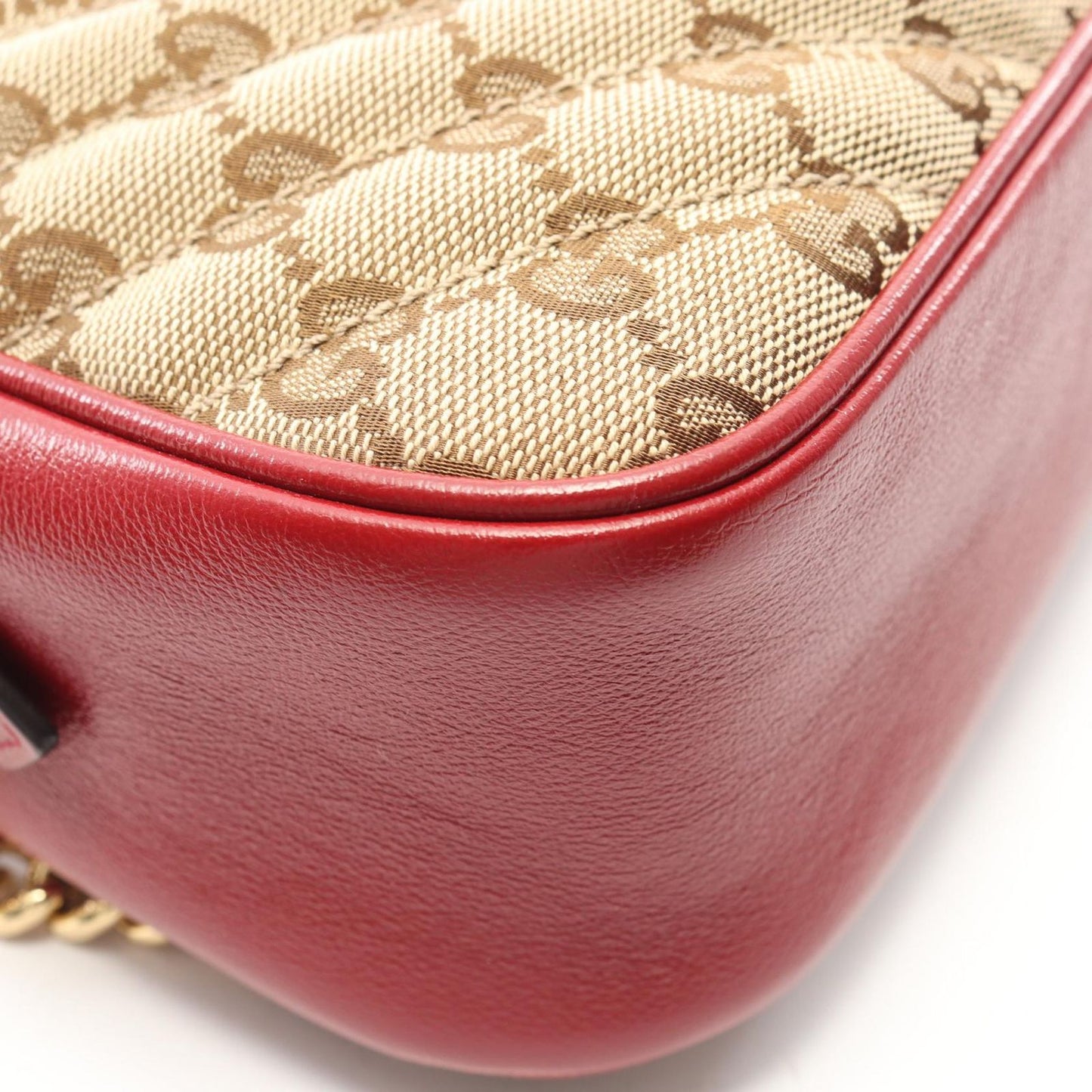 Gucci Shoulder Bag GG Marmont Canvas Beige Red — view 5