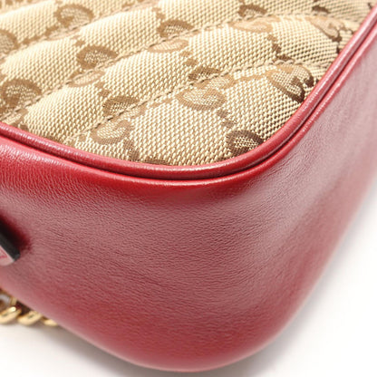 Gucci Shoulder Bag GG Marmont Canvas Beige Red — view 5