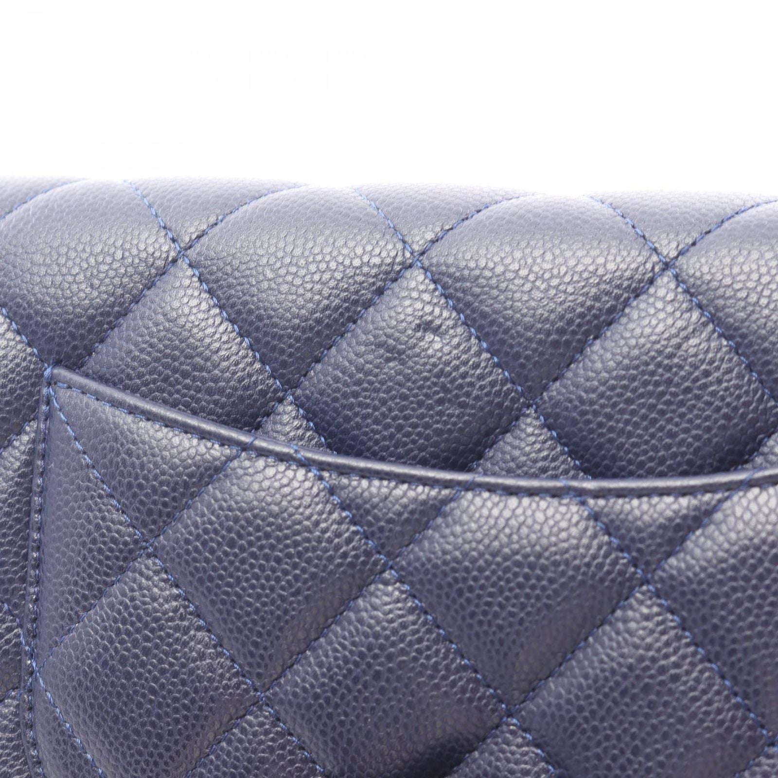 Chanel Shoulder Bag Quilted Navy Caviar Leather Chain Wallet — view 6
