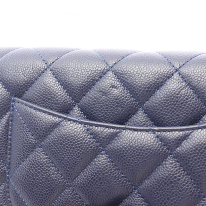 Chanel Shoulder Bag Quilted Navy Caviar Leather Chain Wallet — view 6