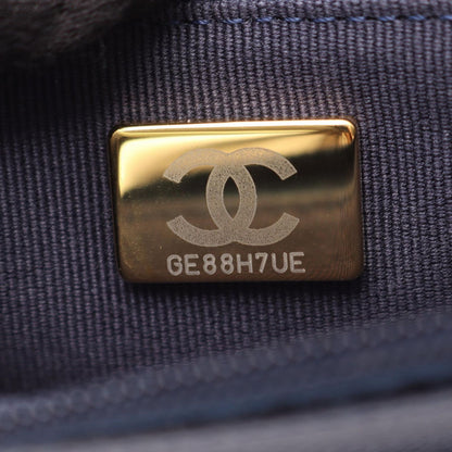 Chanel Shoulder Bag Quilted Navy Caviar Leather Chain Wallet — view 5