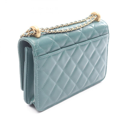 Chanel Shoulder Bag Quilted Green Leather Chain Wallet — view 2