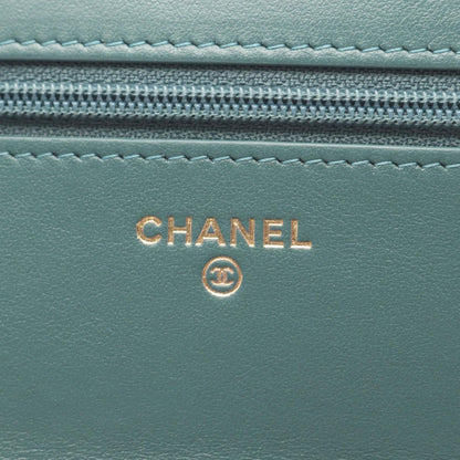 Chanel Shoulder Bag Quilted Green Leather Chain Wallet — view 4