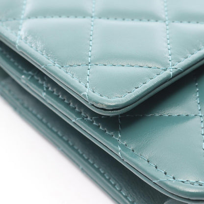 Chanel Shoulder Bag Quilted Green Leather Chain Wallet — view 6