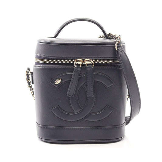 Chanel Handbag CC Logo 2-Way Navy Lambskin CC Vanity Chain
